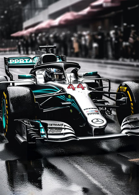 Lewis Hamilton Mercedes Track View Canvas Poster - Miniature Motorworld