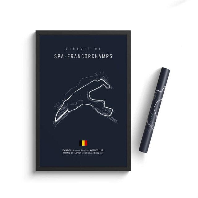F1 Spa-Francorchamps Circuit Poster - Miniature Motorworld