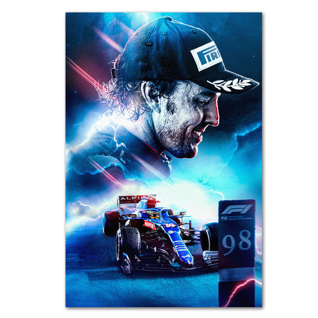 Fernando Alonso Canvas Poster - Miniature Motorworld