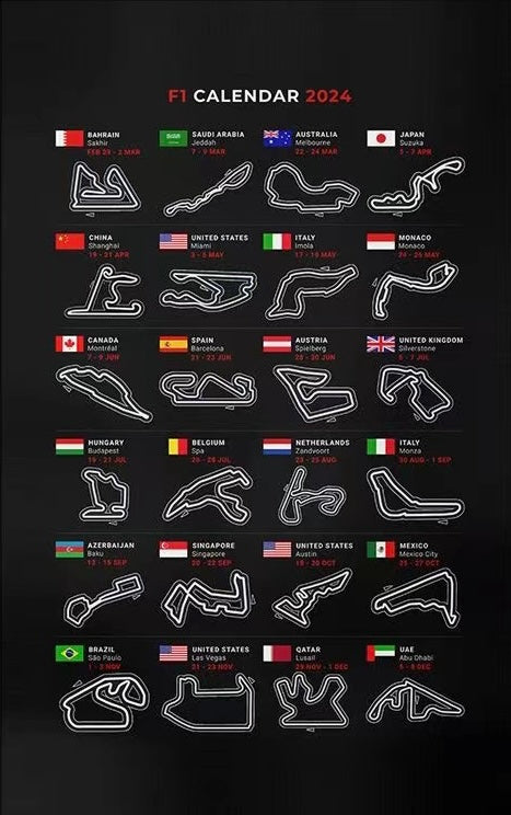 F1 2024 Calendar Poster