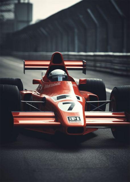 Vintage F1 Car Track View Canvas Poster